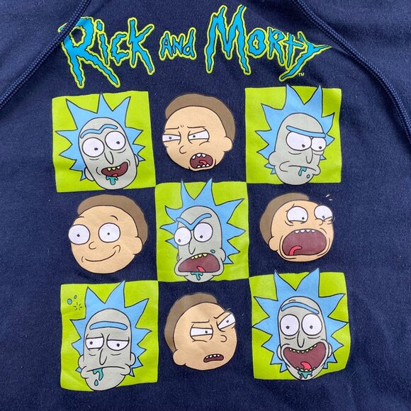 Rick and Morty Mens Hoodie Medium Adult Swim Dark Navy - Picture 5 of 7